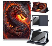 Universal 10.5-11.5 Inch Tablet Case, Compatible with Google Pixel Tablet 11 inch 2023 Release, [with 4 Fixed Rings] Shockproof Adjustable Stand PU Leather Protection Case, Fire Dragon