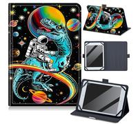 Universal 10.5-11.5 Inch Tablet Case, Compatible with Lenovo Tab M11, [with 4 Fixed Rings] Slim Shockproof Adjustable Stand PU Leather Protection Case for Lenovo Tab M11 Tablet, Dinosaur Astronaut
