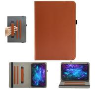 Universal 10 Inch Tablet Case, 10.1 Inch Android Tablet Case, Bbjjkkz Multi-Angle Viewing Stand PU Leather Cover with Hand Strap for 9.5-11 Inch Tablet, Brown
