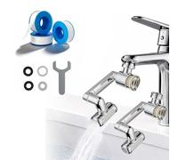 Universal 1080° Rotating Faucet Extender with Upward Facial Mist, Foldable Faucet Extender for Bathroom Sink, Rotatable Faucet Aerator Extension, 4 Water Modes, Built-in Filter (2Sets)