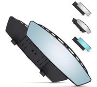 Universal 12 Inch Interior Curved Convex Rearview Mirror - Blue Tint - Clip On - Wide Angle - For Use in Car, SUV, Truck