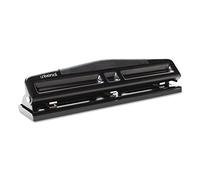 Universal 12-Sheet Deluxe Two- and Three-Hole Adjustable Punch, 9/32-Inch Holes, Black (UNV74323)