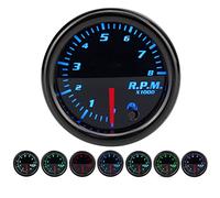 Universal 12V Car Tachometer, Riloer Auto Tachometer 2 "/52Mm With Mounting Bracket And Cable, 0-8000 Rpm, 7-Color Led Display With Adjustable Multicolor Lighting