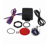 Universal 12V Engine Start Push Button Switch, Car Ignition Starter Button with LED Light, 2.4cm Round Dashboard Mount for Vehicles, Includes Relay Box and Adhesive Tape (Blue)