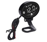 Universal 12V Motorcycle LED Voltmeter Digital Battery with Handlebar Mount, High Performance Low Voltage Alarm for Motorbike