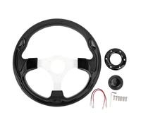 Universal 13in Racing Steering Wheel, PU Leather Aluminum Grip with Horn Button, 6 - Hole Mount for Standard Hub Adapters, Comfortable Sport Replacement for Most Cars (Black)