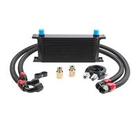 Universal 16 Row Oil Cooler Kit, 10AN Transmission Engine Cooler Kit -Stacked Plate universal racing aluminum engine transmission oil cooler - Engine British Radiator Oil Cooler Condenser （black）