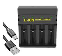 Universal 18650 Battery Charger USB C, 4 Slot Rechargeable Batteries Charger with Charging Indicator Light for 3.7v-4.2v Batteries 26650 21700 18650 18500 18490 16340 14500 Ni-Mh Ni-CD Aaa Aa