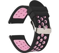 Universal 18mm 20mm 22mm 24mm Width Silicone Watch Band Replacement, Choose Size and Color (16mm, Black-Pink)