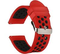 Universal 18mm 20mm 22mm 24mm Width Silicone Watch Band Replacement, Choose Size and Color (22mm, Red-Black)