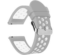 Universal 18mm 20mm 22mm 24mm Width Silicone Watch Band Replacement, Quick Release Rubber Watch Bands for Men & Women (20mm, Grey-White)