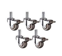 Universal 1Inch Castor Wheels for Office Chairs5 Pcs Set 360° Swivel Rubber Casters Silent Stainless Steel with Brake Flatbed Compatible Replacement.