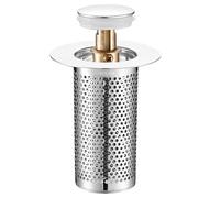Universal 2 in 1 Bathroom Sink Stopper, Drain Plugs Stopper Bathroom, Pop Up Bathroom Sink Drain Strainer with Anti-Clogging Filter Basket, Bathroom Drain Stopper Sink Plug (Long)