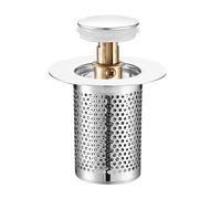 Universal 2 in 1 Bathroom Sink Stopper, Drain Plugs Stopper Bathroom, Pop Up Bathroom Sink Drain Strainer with Anti-Clogging Filter Basket, Bathroom Drain Stopper Sink Plug (Short)