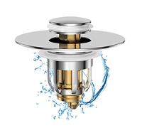 Universal 2 in 1 Bathroom Sink Stopper, Pop Up Bathroom Sink Drain Strainer with Anti-Clogging Filter Basket, Bathroom Drain Stopper Sink Plug for 1.06"-1.65" Basin Drain Holes