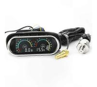 Universal 2-in-1 LCD Car Gauge with Water Temp and Oil Pressure Monitoring, Compatible with 10mm Sensor Adapter Black