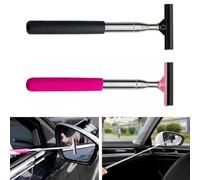 Universal 2 Pcs Retractable Car Rear View Wiper, Side Mirror Squeegee, Portable Cleaning Tool For All Vehicles (Black, Pink)