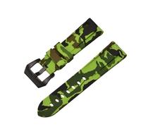 Universal 20mm 22mm 24mm 26mm Silicone Watch Strap Bracelet Sport Replacement Watch Band(Green-black,24mm)