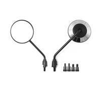 Universal 2pcs Adjustable Matte Black Silver Round Motorcycle Rearview Flat Mirror Scooter E-Bike Back Side(Model B Plating)