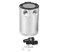 Universal 3/8" 2-Port Oil Catch Can with Baffle Petrol Turbo Tank Reservoir Oil Separator Filter PCV Valve Oil Separator Oil s(Sliver)