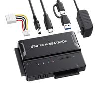 Universal 3-in-1 Hard Drive Enclosure - Tool-Free USB 3.2 10Gbps Type-C Adapter for NVMe M.2 (2230-2280), 2.5"/3.5" SATA & IDE HDDs, External SSD Reader for 3.5" IDE Drives