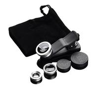 Universal 3-in-1 Phone Lens Kit: 180° Fisheye, 0.67X Wide Angle, 10X Macro Clip-On for Smartphones & Tablets (Gold/Silver/Black)