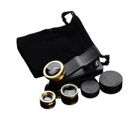 Universal 3-in-1 Phone Lens Kit: 180° Fisheye, 0.67X Wide Angle, 10X Macro Clip-On for Smartphones & Tablets (Gold/Silver/Black)
