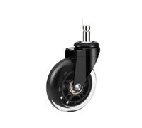 Universal 3-Inch Swivel Rubber Wheels - 5 Pack, 360-Degree Silent Casters for Office Chairs, Safe and Durable Replacement Castors, Fits 11MM Stem.