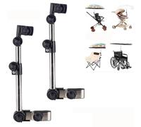 Universal 360° Adjustable Scalable Umbrella Holder for Chair,Umbrella Clamp Mount for Stroller, Beach Chair, Wheelchair & Golf Cart - Tool-Free Installation for Sun & Rain Protection (2 Pcs)