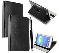 Universal 360° Rotational Colourful Various PU Leather Stand Case Cover Fits All 7" Inch Android Tablets tab devices + Free Stylus Pen (Universal 7'' BLACK)
