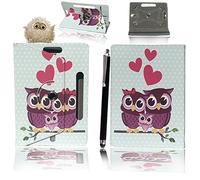 Universal 360° Rotational Colourful Various PU Leather Stand Case Cover Fits All 7" Inch Android Tablets tab devices + Free Stylus Pen (Universal 7'' family owl)