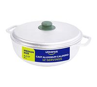 Universal 4.2 Quart / 4 Liters Cast Aluminum Caldero Rice Cooker 12 Cups - Even Heat Distribution Deep Fryer for Fast Cooking, Ergonomic Handles Large Soup Pot, for French Fries, Stews