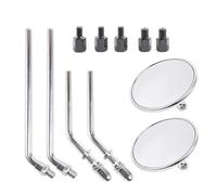 Universal 4" Retro Motorcycle Rearview Side Mirrors 8mm 10mm For Harley Cruiser Chopper Cafe Racer Old School Bobber(Silver)