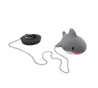 Universal 45mm Rubber Bath Plug with 40cm Stainless Steel Chain, Floating Cute Cartoon Shark Bathtub Drain Stopper, Prevents Clogs and Water Waste, for Bathtub Sink Washbasin in Bathroom Kitchen
