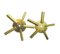 Universal 5 Prong Brass Clock Key for Winding Clocks, Odd and Even Numbers, 2 Piece from Brass Blessing (5025)