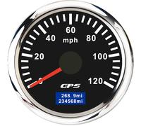 Universal 52mm GPS Speedometer Gauge, 0-120 MPH, 7-Color Backlight, Includes GPS Antenna for Car, Truck, Motorcycle, Boat, Marine Vehicles