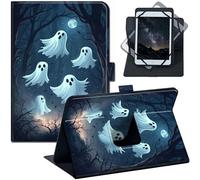 Universal 6-7 Inch Tablet Case with Stand, PU Leather Folio Cover for Kindle Paperwhite, Fire 7, Galaxy Tab A7 Lite, Lenovo Tab M7, Small Tablet Protective Cover, Group of Ghosts