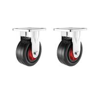 Universal 6" & 8" Heavy-Duty Rubber Caster Wheels with Cast Iron Support & Brake, 5" Fixed Wheel for Optimal Mobility and Stability in Industrial Applications
