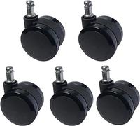 Universal 60mm Double Wheel Office Chair Casters - 5 Pcs Polyurethane Replacement Wheels for Smooth Mobility - Gray & Black Swivel Castor Wheels