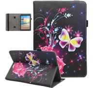 Universal 7 8 Inch Android Tablet Case Cover, Nannxiebky Multi-Angle Viewing Stand PU Leather Case with Hand Strap for 7.0 8.0 Inch and All 7" - 8.5" Tablet, Mysterious Flower