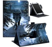 Universal 7 8 Inch Tablet Case, Tablet Case for TCL Tab 8 LE/TCL TAB 8 Plus/TCL Tab 8 WiFi/Fire HD 8 2024, Multi-Angle Viewing PU Leather Stand Case for All 7.0-8.5 Inch Tablet, Wolf Walking