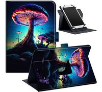 Universal 7-8 Inch Tablet Case with 360° Rotation for Fire HD 8, Galaxy Tab A7 Lite 8.7", Tab A 8.4 2020, iPad mini, Lenovo, Slim PU Leather Cover for 7"-9" Tablets, Magic Mushroom
