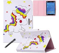 Universal 8.0 inch Tablet Case, Newshine Magnetic Closure Flip Stand Cover with Card/Cash Slots for iPad mini/Galaxy Tab 8.0 Tablet/Amazon Kindle Fire HD HDX Other 8.0 Models - Colored Unicorn