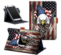 Universal 8.7" 8 Inch Tablet Case,360 Degree Rotating Stand Cover for HD 8/Samsung Galaxy/Lenovo/Dragon Touch/Huawei/TCL Tab & More ipad Android Tablet 7.9-9 inch-Eagle on American Flag