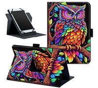 Universal 8.7" 8 Inch Tablet Case,360 Degree Rotating Stand Cover for HD 8/Samsung Galaxy/Lenovo/Dragon Touch/Huawei/TCL Tab & More ipad Android Tablet 7.9-9 inch-Colorful owl Sitting on a Tree
