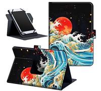 Universal 8.7" 8 Inch Tablet Case,360 Degree Rotating Stand Cover for HD 8/Samsung Galaxy/Lenovo/Dragon Touch/Huawei/TCL Tab & More ipad Android Tablet 7.9-9 inch-Japanese Wave Red Sun YYY