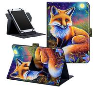 Universal 8.7" 8 Inch Tablet Case,360 Degree Rotating Stand Cover for HD 8/Samsung Galaxy/Lenovo/Dragon Touch/Huawei/TCL Tab & More ipad Android Tablet 7.9-9 inch-A Fox in The Moon Night