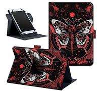 Universal 8.7" 8 Inch Tablet Case,360 Degree Rotating Stand Cover for HD 8/Samsung Galaxy/Lenovo/Dragon Touch/Huawei/TCL Tab & More ipad Android Tablet 7.9-9 inch-Black Red Butterfly