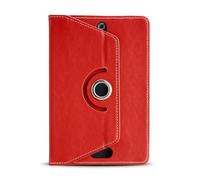 Universal 8-Inch Tablet Case - 360° Rotating Stand Cover Strap & Camera Cut-Outs | PU Leather Multi-Angle Folding Case for iPad Mini, Samsung Galaxy Tab, Fire HD, Lenovo & More (Red)