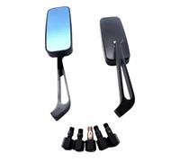 Universal 8mm/10mm Motorcycle Handlebar Rear View Mirrors Rectangle Black Square Smoke Blue Glass Side Mirror Accessories(Black blue lens)